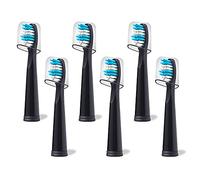 Replacement Toothbrush Heads Compatible with fairywill Electric Toothbrush, Model FW-507/FW-508/2011/959/917/551, D1/D3/D7/D8,W Shape Design Planted with Nylon Bristle (6 Pack - Black)