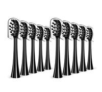 Replacement Toothbrush Heads Compatible with Gleem Electric Toothbrush, W Shape Design Planted with Nylon Bristle Black 10 Pack (Black)