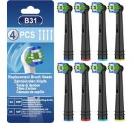Replacement Toothbrush Heads Compatible with Oral B Braun, 8 Pack Professional Electric Toothbrush Heads Compatible with Oral B Pro 1000, 500, Smart 1500, Genius X Series, Black