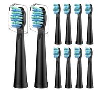 Replacement Toothbrush Heads Compatible with TEETHEORY Sonic and Fairywill Toothbrush - Electric Brush Heads Replacement for FW-507/508/515/551/917/959/D1/D3/D7/D8/2011, 10 Pack, Black