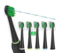 Replacement Toothbrush Heads for Water Pik Sonic Fusion (SF-01 / SF-02 / SF-03 / SF-04), Compact, with Covers, 5 Count, Black