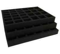 Replacement Tray Set for Gamesworkshop Classic plastic figure case. Carry 90 Troops on 25 - 32mm bases, ideal for 5 squads of 10 troops up to 50mm tall, plus 36 HQ/very dynamically posed figures.