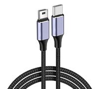 Replacement USB C to Mini USB Data Transfer Charging Cable Compatible with Canon EOS Rebel T1i T5i T6i T7,Nikon DSLR D610 D90 D40 Cameras for Android, PC, Laptop, Tablet with USB-C(1m/3.3ft)