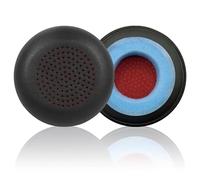 Replacement Vegan Leather Earpads for Plantronics Poly Voyager Focus UC, B825, C5220, Black with Blue Foam Cushion