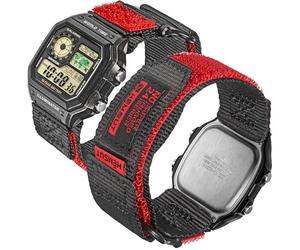 Replacement Watch Band Compatible with Casio DW-H5600 AE-1000W AE-1100W AE-1200 AE-1300 AE-1500WH W-800H W-217 W-218H A158WA A-159WA B650 B640 Hook-and-Loop Nylon Quick Release Strap for Casio