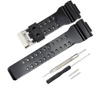 Replacement watch bands for Casio GLS-8900/GW-8900/GA-110/GA-100C/GA-120/GD-110/GLS-100 (Bright Black)
