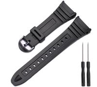 Replacement Watch Strap Band Compatible with Casio Men's W-96H W96H-1BV Sport Watch Band Black Rubber Strap