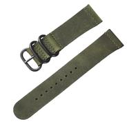Replacement Watchbands 20mm/22mm Men's Frosted Soft Cowhide Watch Strap with Heavy Duty Ring Buckle(Green,22mm)