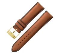 Replacement Watchbands 22mm/24mm Men's Multi-layer Skin-friendly Cowhide Leather Watch Strap with Polished Pin Buckle(Brown-Gold,24mm)