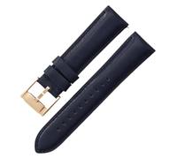 Replacement Watchbands 22mm/24mm Men's Multi-layer Skin-friendly Cowhide Leather Watch Strap with Polished Pin Buckle(Dark Blue-Rosegold,24mm)