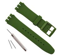 Replacement Waterproof Silicone Rubber Watch Strap Watch Band for Swatch (17mm 19mm 20mm) (17mm, Blackish Green)