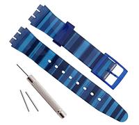 Replacement Waterproof Silicone Rubber Watch Strap Watch Band for Swatch (17mm 19mm 20mm) (17mm, Gradient Blue)