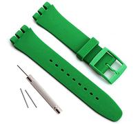 Replacement Waterproof Silicone Rubber Watch Strap Watch Band for Swatch (17mm 19mm 20mm) (19mm, Dark Green)