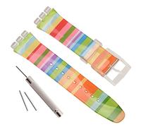 Replacement Waterproof Silicone Rubber Watch Strap Watch Band for Swatch (17mm 19mm 20mm) (19mm, Iridescence)