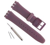 Replacement Waterproof Silicone Rubber Watch Strap Watch Band for Swatch (17mm 19mm 20mm) (19mm, Lilac)
