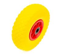 Replacement Wheel & Tyre 10 Inch PU Solid Puncture Proof Yellow Tyre 260x85 With Bearings Wheelbarrow Cart Maximum Load 80 kg