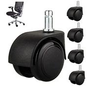 Replacement Wheels for Gaming Chair, 5-Pack Office Chair Casters, Double Wheel Rubber TPE Rollers, Anti-Track Design, M11 Safety Ring Lever, 2 Inch/50mm