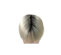 Replacement Wig 100% Human Hair Ombre Microskin Male Prosthesis 0.08MM Double Knotted Men's Capillary Prothesis Toupee Men Wigs for Man Daily(Dark Root Blond,30mm Wave)