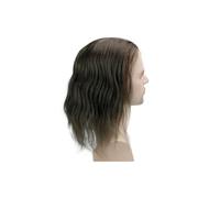 Replacement Wig 12inch Long Hair Mens Toupee Human Replacement System Topper for Men Daily(4#)