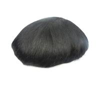 Replacement Wig #1B Off Black Toupee for Men Pieces Mens Replacement Hair Piece 100% European Real Human Lace and PU System Daily(6x9)