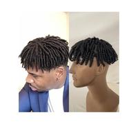 Replacement Wig Afro Braids Wig for Black Men 6" Short Dreadlock Hair Toupee Full PU Skin Human Men's Hairpiece 8x10 Inch Base European Replacement Systems Daily