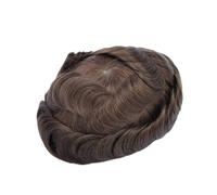 Replacement Wig Natural Human Hair Topper With Grey Man Toupee Men's Capillary Prothesis Swiss Lace PU Indian Wigs for Men Daily(4#)