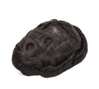 Replacement Wig Natural Human Hair Topper With Grey Man Toupee Men's Capillary Prothesis Swiss Lace PU Indian Wigs for Men Daily(2#)