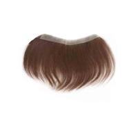 Replacement Wig PU Base Men Toupee Human Hair Frontal Hairline V Loop Straight Forehead Hairpiece Daily(16x2cm)