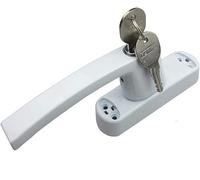 Replacement Window Parts, Aluminum Window Spiral Handle Key Linkage Lock Black White Fork 27mm 57mm(Bianco,The Length of The Fork is 57 mm)