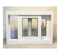 Replacement Window with Screen, Aluminum Alloy Frame and Tempered Glass, Sliding Design for Shed, Chicken Coop, and Bathroom Use