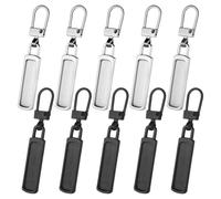 Replacement Zipper Pull 10 Pcs Spare Zipper Pull Removable Metal Zipper Pull Universal Zip Repair Kit for Handbag Jackets Purse Clothes Jeans Suitcase Luggage(Black, Silver)