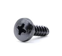 ReplacementScrews ST4 x 12mm Metric Coarse Thread Self Tapping Screws (4mm Diameter, 12mm Length, Blunt Tip) Pan Head Phillips Drive - Black Oxide (Pack of 10)
