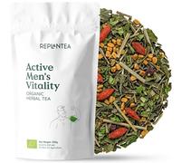 REPLANTEA Organic Active Men's Vitality Herbal Tea 100g | Nettle, Goji Berry, Fenugreek & Pomegranate Infusion | Natural Cleansing & Energy | 50 Cups