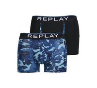 Replay 2-Pack Camo Boxer Trunks, Black/Blue - Small