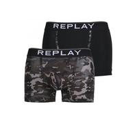 Replay 2-Pack Camo Print Boxer Trunks, Black/grey - Small