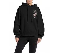 REPLAY Adult W3632C Rose Label Pack Hooded Sweatshirt, Black 098, L