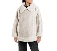 REPLAY Adult W7817 Puffed Shirling Fur Jacket, Ivory 865, M