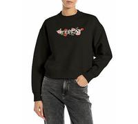Replay Brushed Fleece Logo Sweatshirt, Black, Size L, Women Black