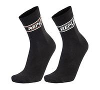REPLAY C100799-001-N191 SHORT TENNIS half terry Logo&Two Stripe 2Prs Banderole Socks Unisex BLACK/BLACK Size 35/38