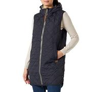 REPLAY camel active Women's Long Quilted Vest with Hood Made of Recycled Polyester Vest, darkblue, 10