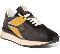 Replay Casey Nylon Lace Up Casual Mens Trainers In Black Yellow UK 7 - 12