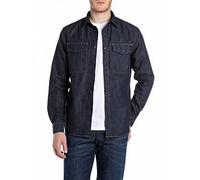 Replay Double Pocket Denim Shirt, Indigo, Size 2Xl, Men Indigo