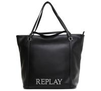 Replay FW3836.000 Women's Eco Leather Metal Logo Zipped Shoulder Bag (Black, One Size)