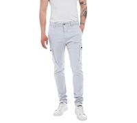 REPLAY Herren Cargo-Hose Jaan Slim-Fit Hyperflex mit Stretch, Chalk Grey 802 (Grau), 28W / 30L