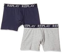REPLAY I101005-001-N139 BOXER Style 01/C Basic Cuff Logo 2pcs Box Boxer Men's GREY MELANGE/INDIGO Size S