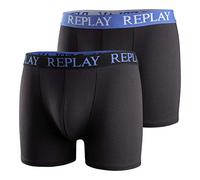 REPLAY I101005-001-N141 BOXER Style 01/C Basic Cuff Logo 2pcs Box Boxer Men's BLACK/TURQUOISE Size M