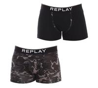 REPLAY I101196-001-N209 BOXER Style 8 Cuff Logo&Camouflage 2pcs Waterfall pack Boxer Men's BLACK/CAMOUFLAGE BLACK Size S
