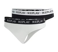 REPLAY I101296-001-N171 LADY STRING Style 1 T/C 2pcs waterfall pack Women's thong Women's BLACK/WHITE Size XL