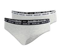 REPLAY Women's Lady Slip Style 1 T/C 2pcs Waterfall Pack Briefs, Light Grey Melange/White/Black, L