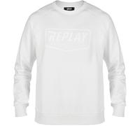 Replay Logo Sweater, white, size 3XL for Men